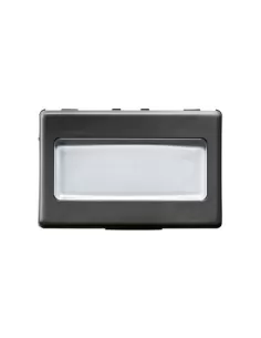Pulsador Gewiss gw21024 con placa de identificación, 3 módulos iluminables, sistema gw21024, negro//negro